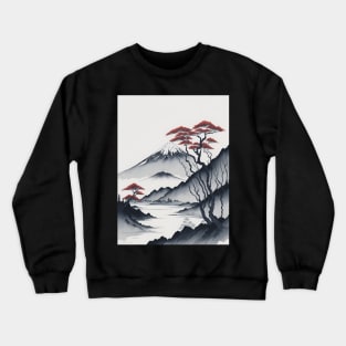 Serene Mount Fuji Sunset - Peaceful River Scenery Crewneck Sweatshirt